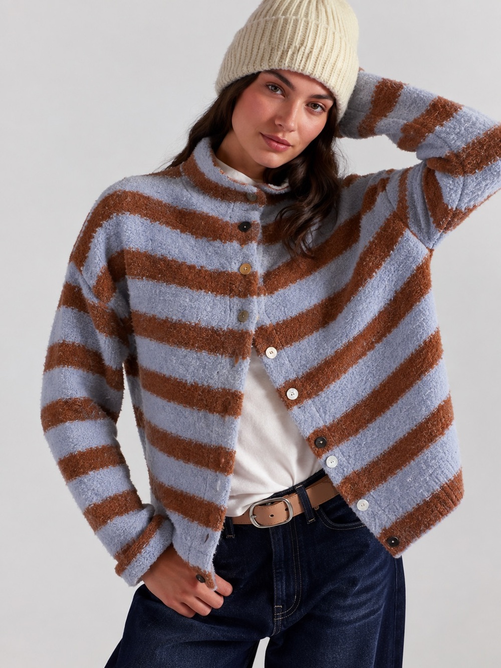 NWT FREE PEOPLE WE THE FREE Button Collection Cardi | Peri Combo MSRP $168 | S